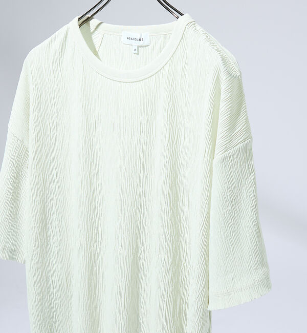 ABAHOUSE「エアプリーツ ストレッチ 半袖Tシャツ / オーバーサイズ」|Tシャツ・カットソー|