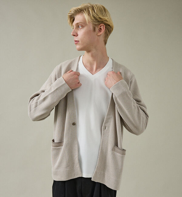 ABAHOUSE「バイアスジャガード 1ボタン カーディガン」|カーディガン|
