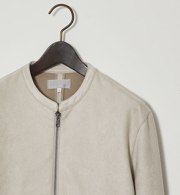 ABAHOUSE「【スエードライク】シングルライダース ブルゾン」|ライダースジャケット|