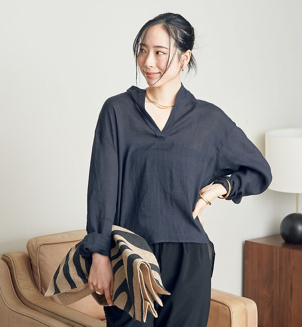 Rouge vif「麻混バックスリットスキッパーシャツ」|シャツ・ブラウス|