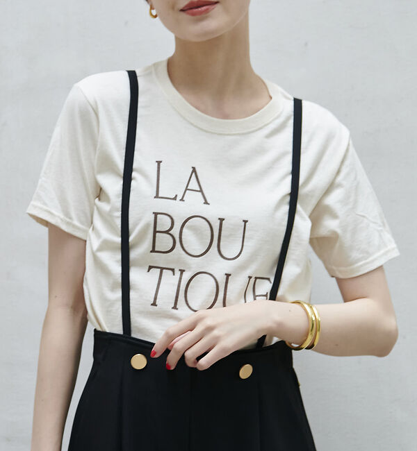 Rouge vif「前後ロゴコンパクトT」|Tシャツ・カットソー|ライトベージュ