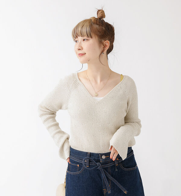 Rouge vif「2WAYスパンコールラメリブニット」|ニット・セーター|