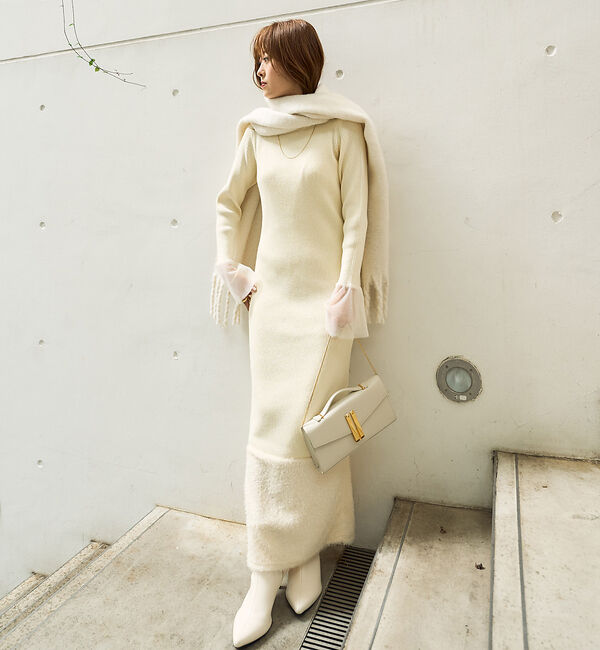 Rouge vif「【一部店舗限定】リブボートネックヘムフェザーワンピース」|ワンピース|