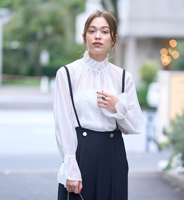 Rouge vif「フリルカラーシアーブラウス」|シャツ・ブラウス|