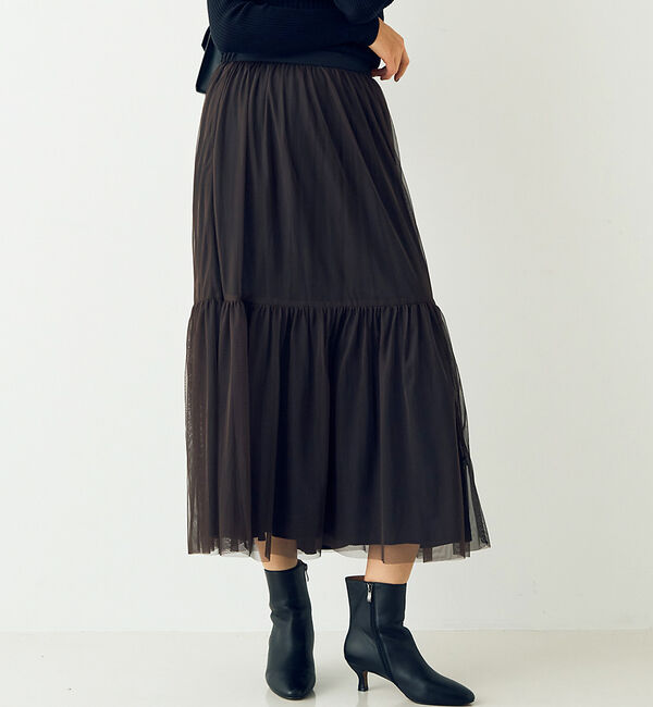 Rouge vif「リバーシブル２WAYチュールスカート」|スカート|ブラウン
