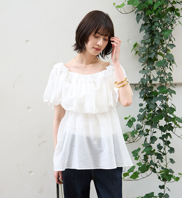 Rouge vif「コットンオフショルバルーンブラウス」|シャツ・ブラウス|