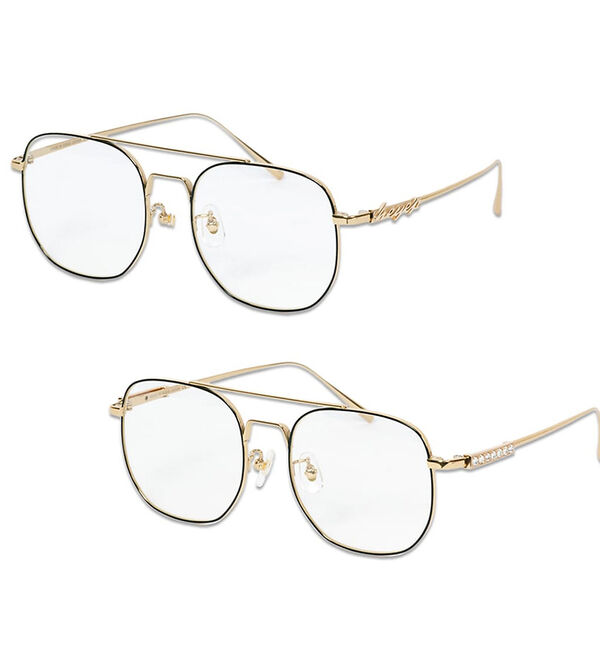 Rouge vif「【heyep／ヘイップ】ラインストーン&ロゴ付アビエイターメガネ」|メガネ|