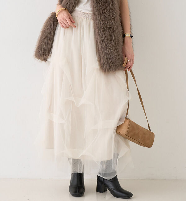 Rouge vif「【一部店舗限定】チュールフォルムスカート」|スカート|オフホワイト