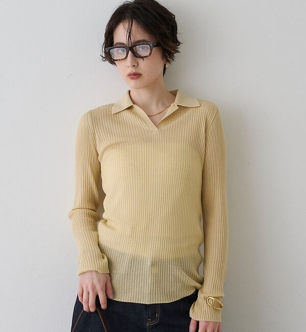 Rouge vif「防縮Wシアーポロリブニット【予約】」|ニット・セーター|イエロー
