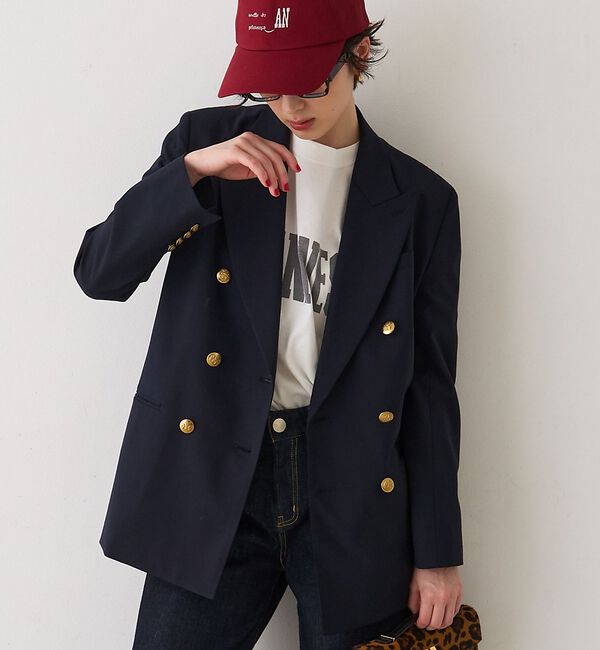 Rouge vif「メンズライクダブルジャケット【予約】」|テーラードジャケット|ネイビー