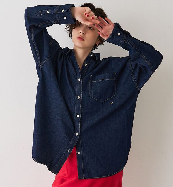 Rouge vif「【2026SS新作】【ロングセラー】NEWオーバーサイズデニムシャツ【予約】」|シャツ・ブラウス|ダークネイビー