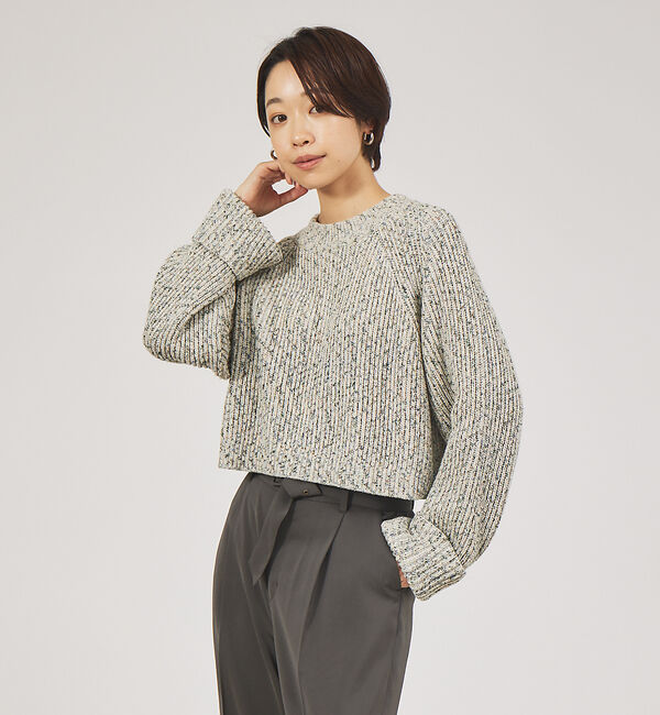 qualite「＜ITALY＞カラーミックスクロップトニット」|ニット・セーター|オフホワイト