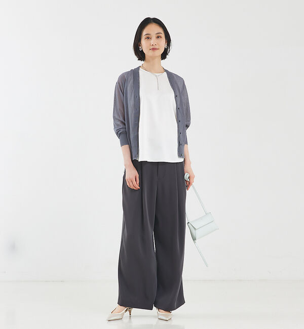 qualite「【アンサンブル対応】シアーコットンハイゲージカーデ」|カーディガン|