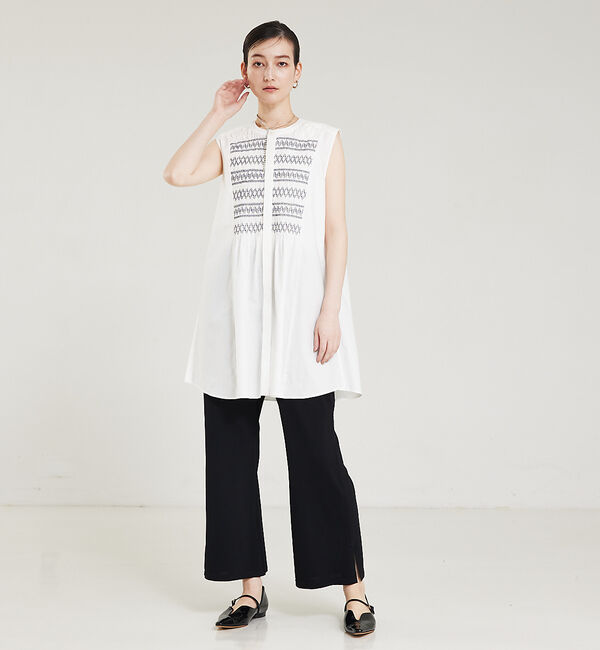 qualite「スモッキングチュニックシャツ」|シャツ・ブラウス|