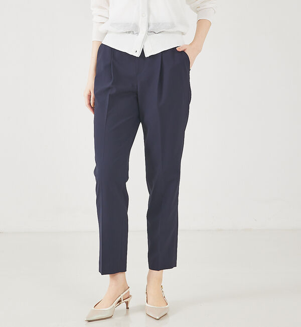 qualite「サッカーストライプタックテーパードパンツ」|その他|ネイビー