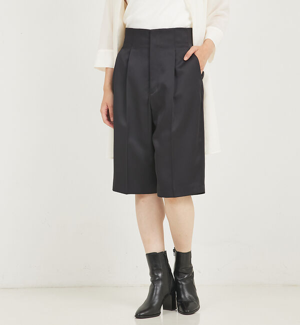 qualite「クリアサテンハーフパンツ」|その他|ブラック