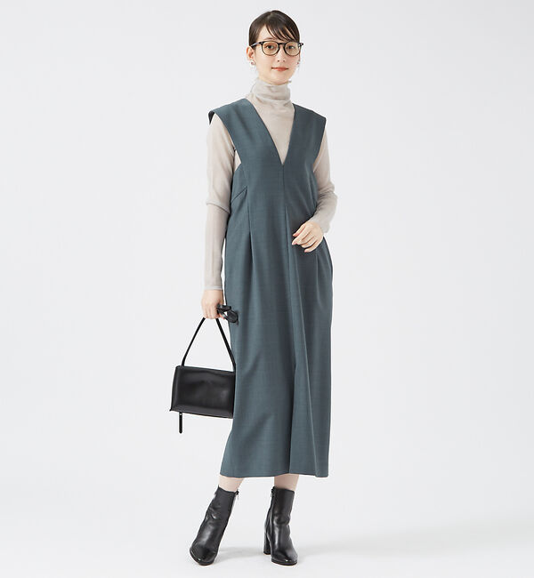 qualite「ウールトロVネックワンピース」|ワンピース|