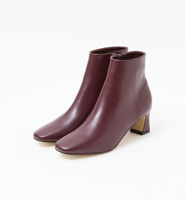 AU BANNISTER「【LAROUTE】スクエアトゥブーツ」|ショートブーツ|ボルドー