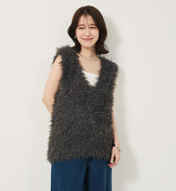 abahouse mavie「フェザーチュールヤーンニットベスト」|ベスト・ジレ|