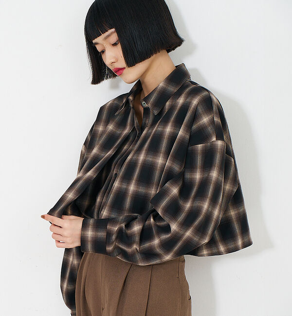 NOMINE「【ユニセックス】ロングヨーク オーバーサイズ チェックシャツ」|シャツ・ブラウス|