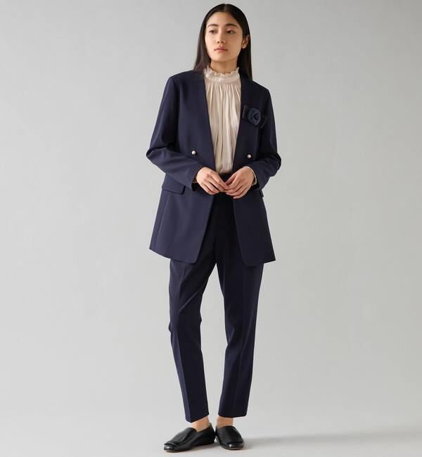 TIARA「ノーカラーダブルジャケット」|テーラードジャケット|