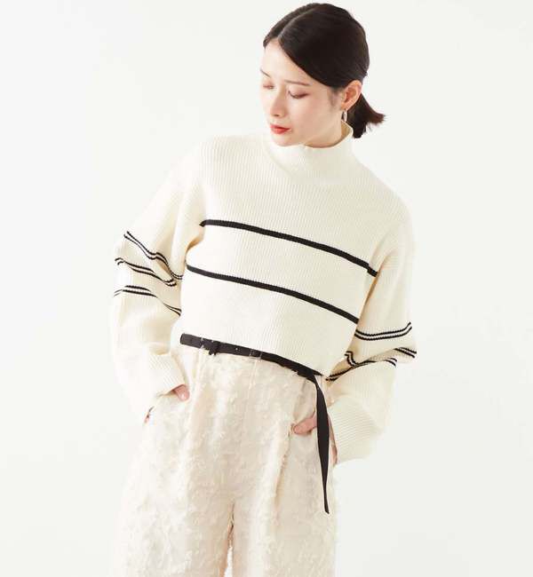 Soffitto「2WAYボーダーニット」|ニット・セーター|オフホワイト