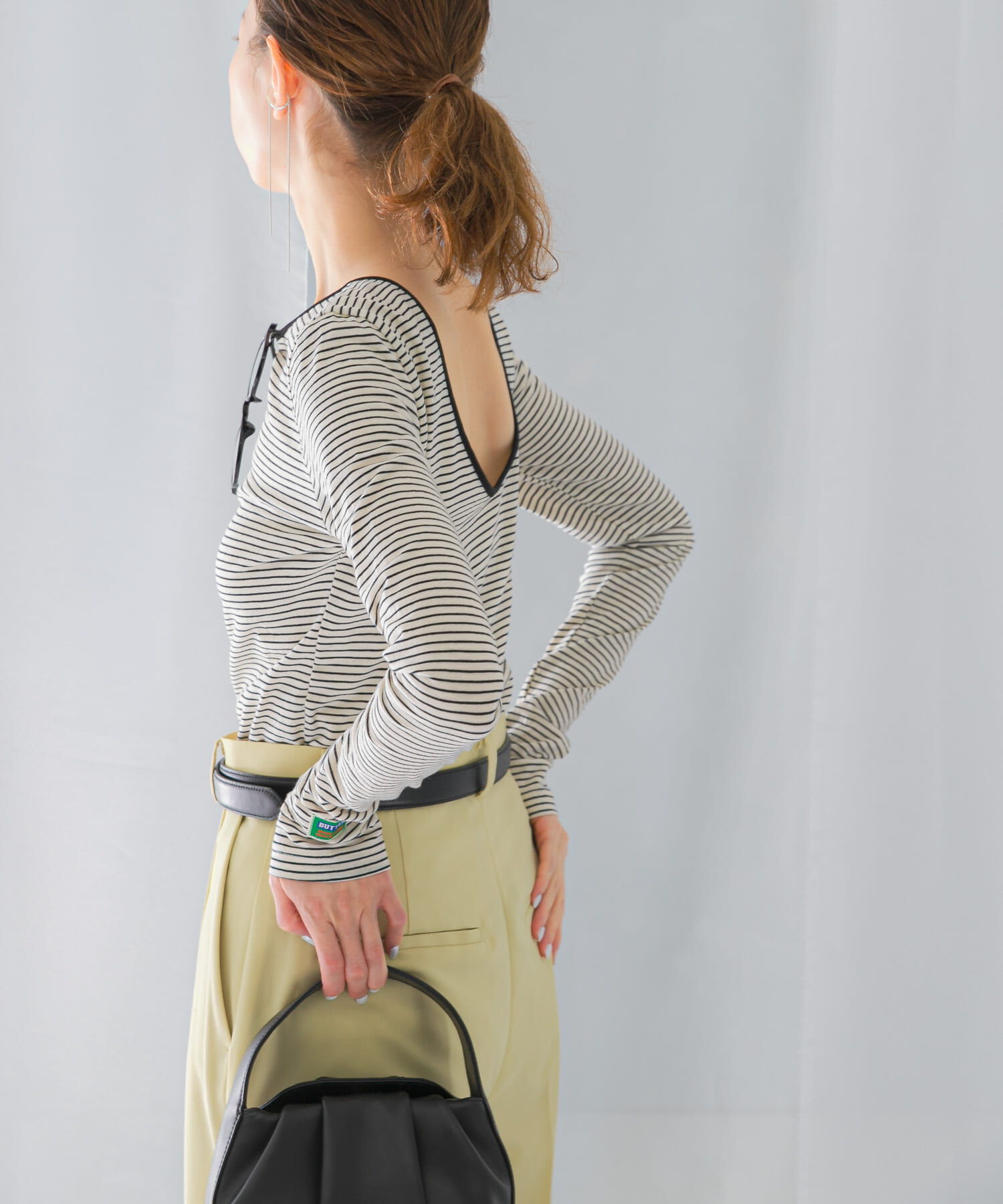 URBAN RESEARCH ROSSO「GREEN BUTTER　Two-way Stripe Patch T-shirts」|Tシャツ・カットソー|