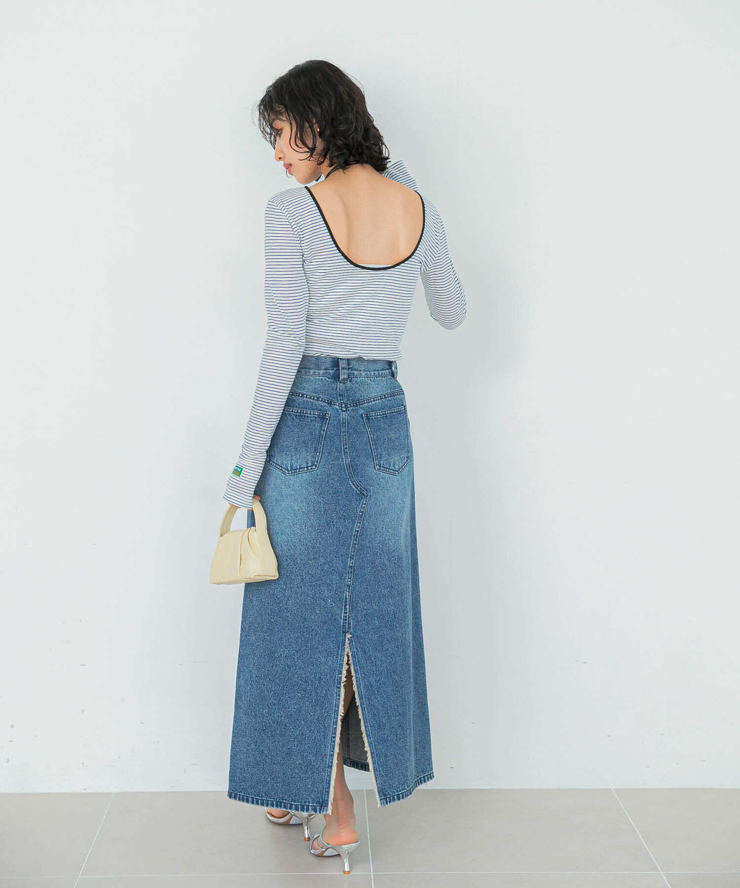 URBAN RESEARCH ROSSO「GREEN BUTTER　Two-way Stripe Patch T-shirts」|Tシャツ・カットソー|