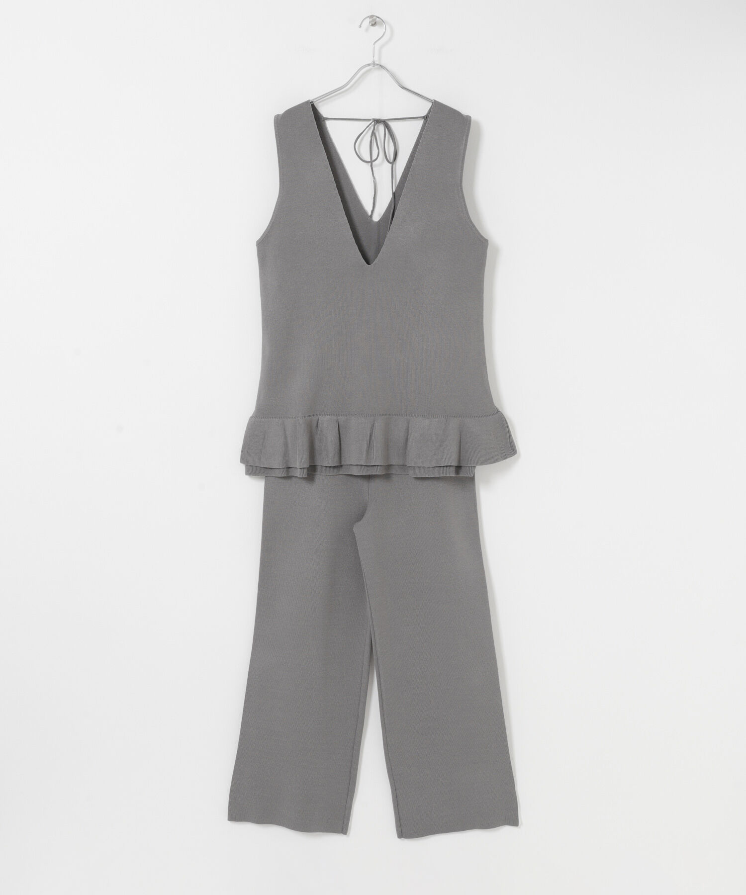 Sonny Label 「フリルチュニックベスト パンツSET」|ニット・セーター|グレー