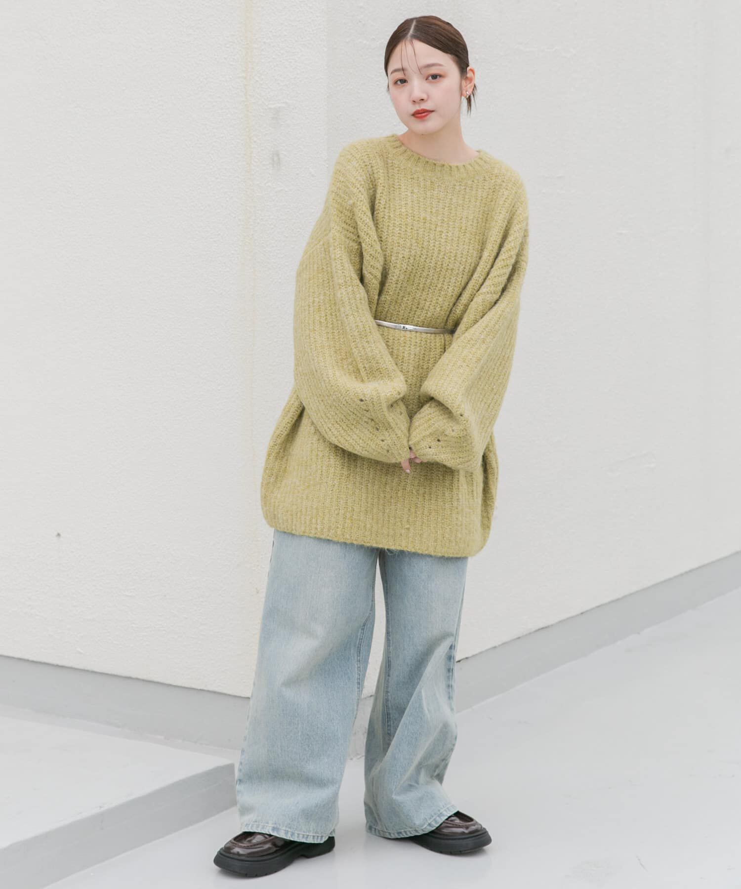  「ボリュームニットミニワンピース」|ワンピース|