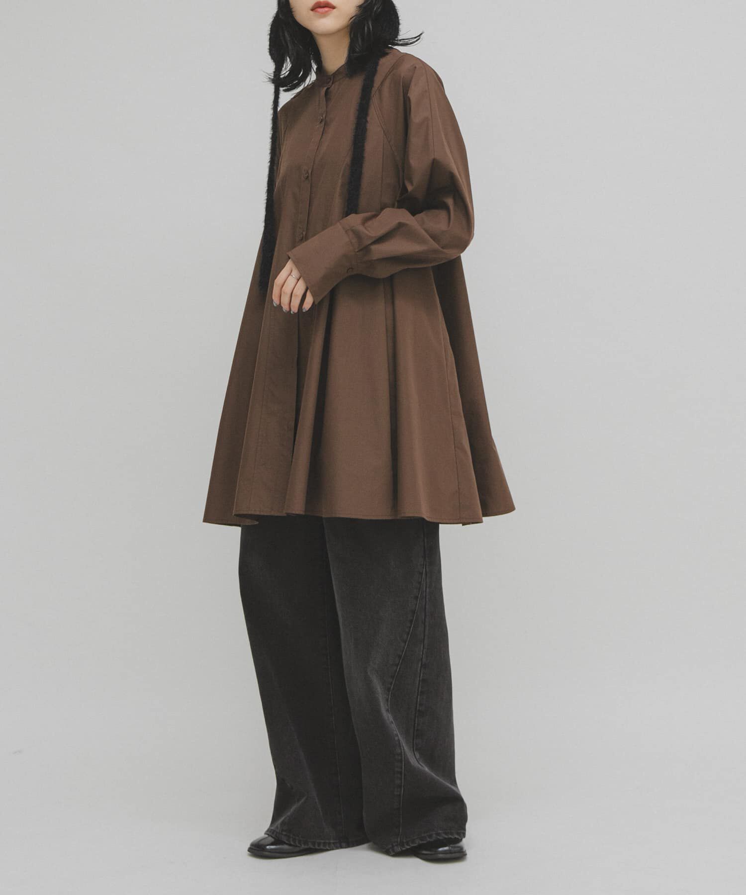  「WIDEフレアミニシャツワンピース」|ワンピース|