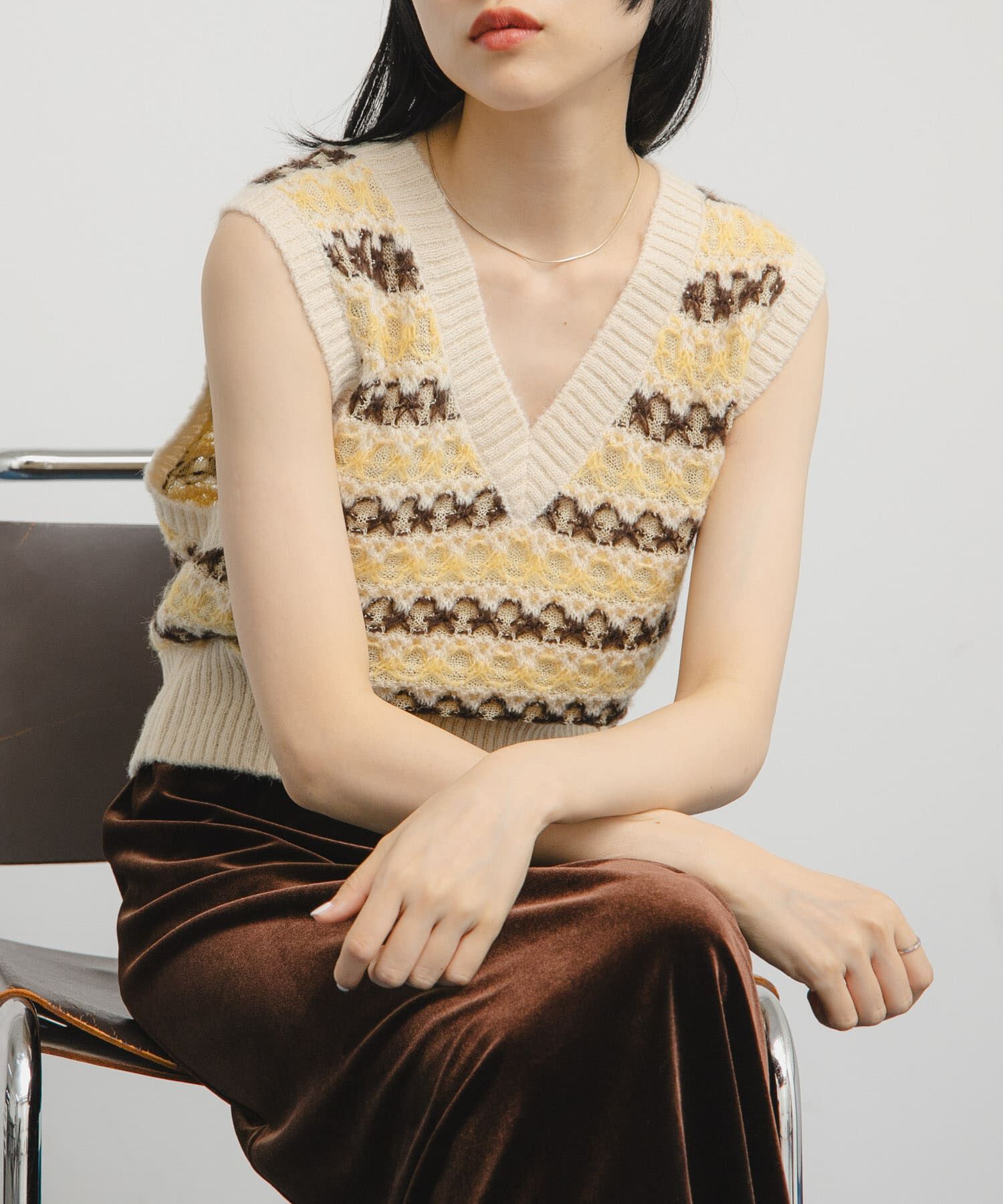  「シアージャガードニットベスト」|ベスト・ジレ|ベージュ系その他