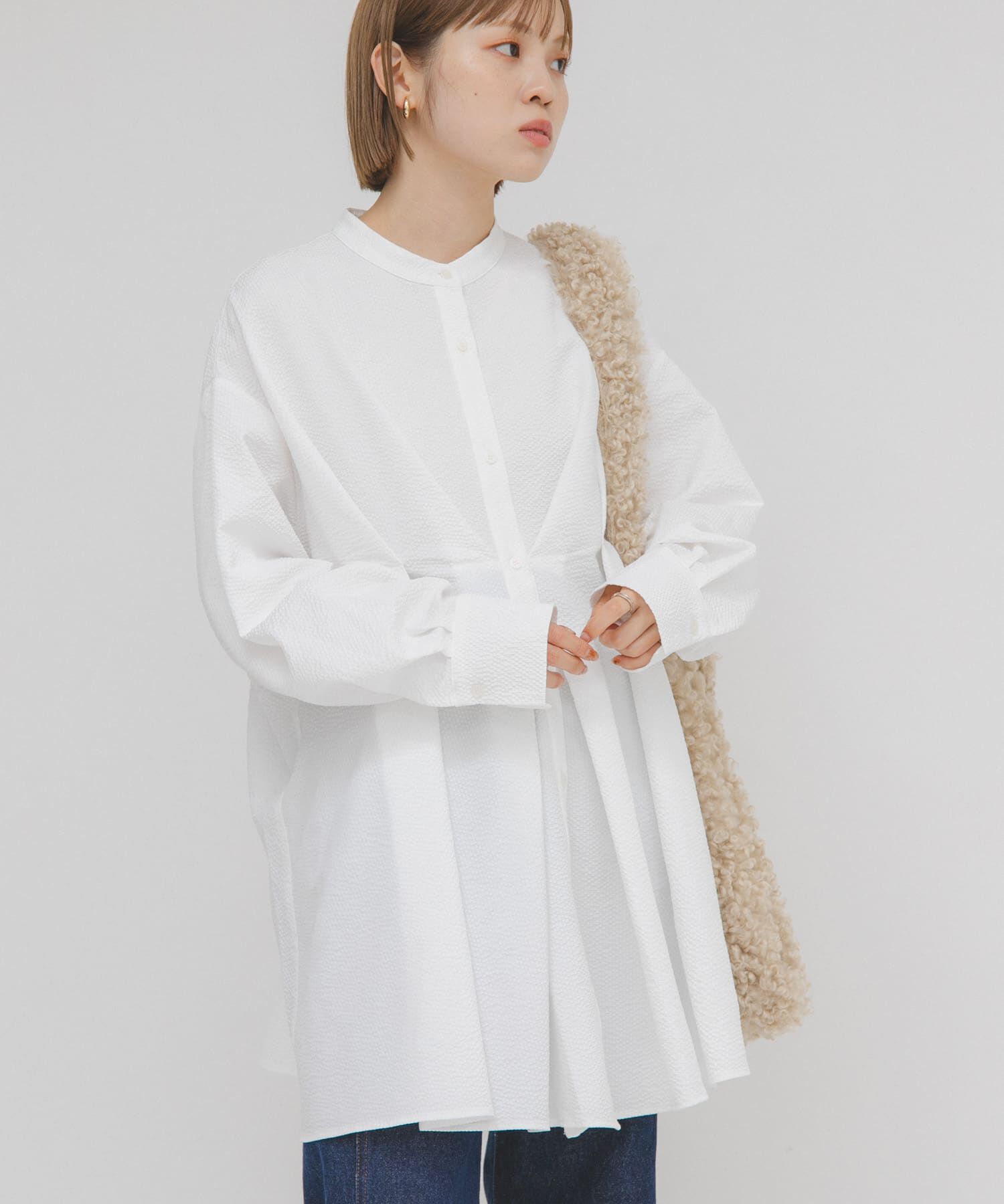  「ウエストタックロングシャツ」|シャツ・ブラウス|