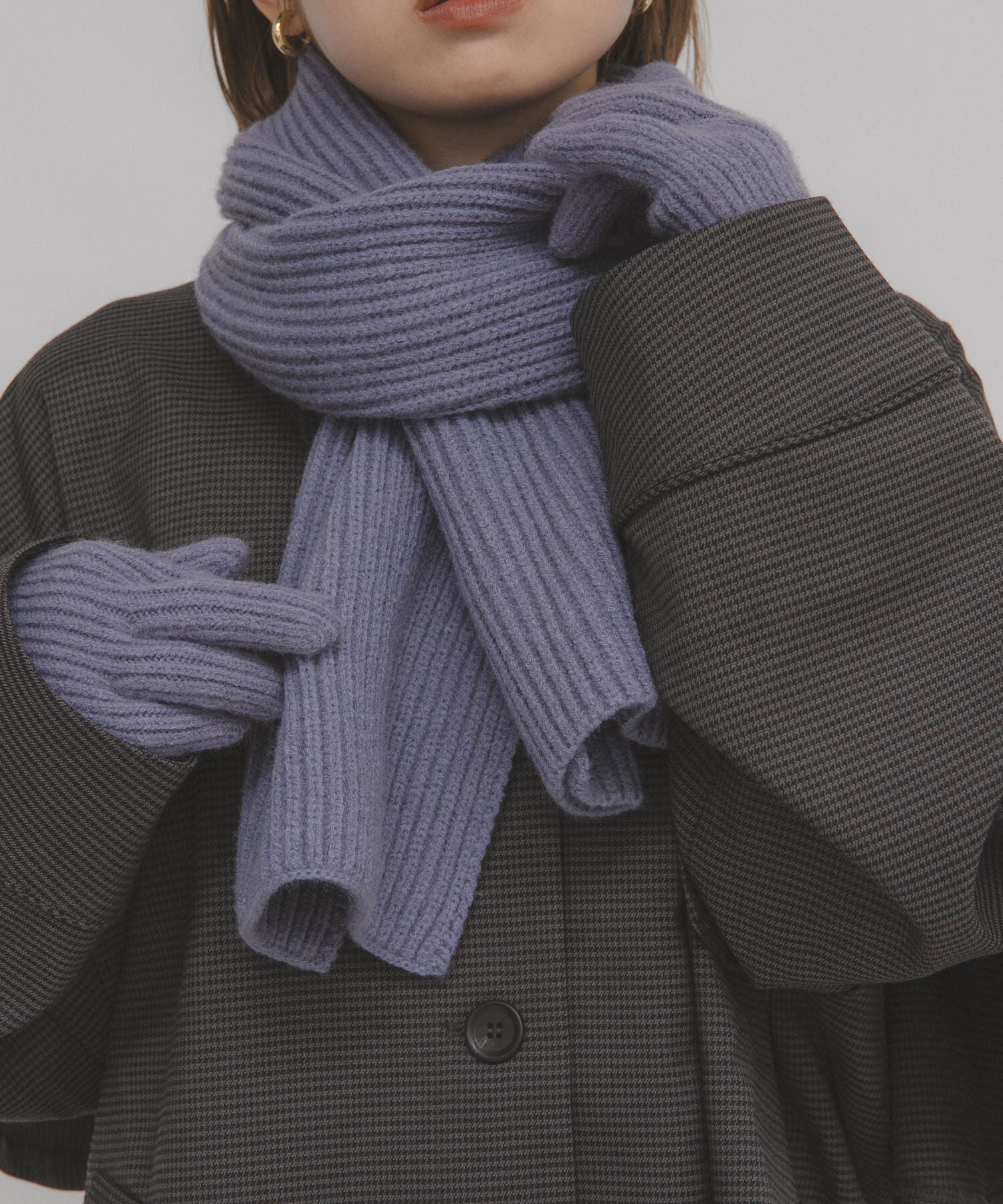  「リブニットマフラー」|マフラー|ライトブルー