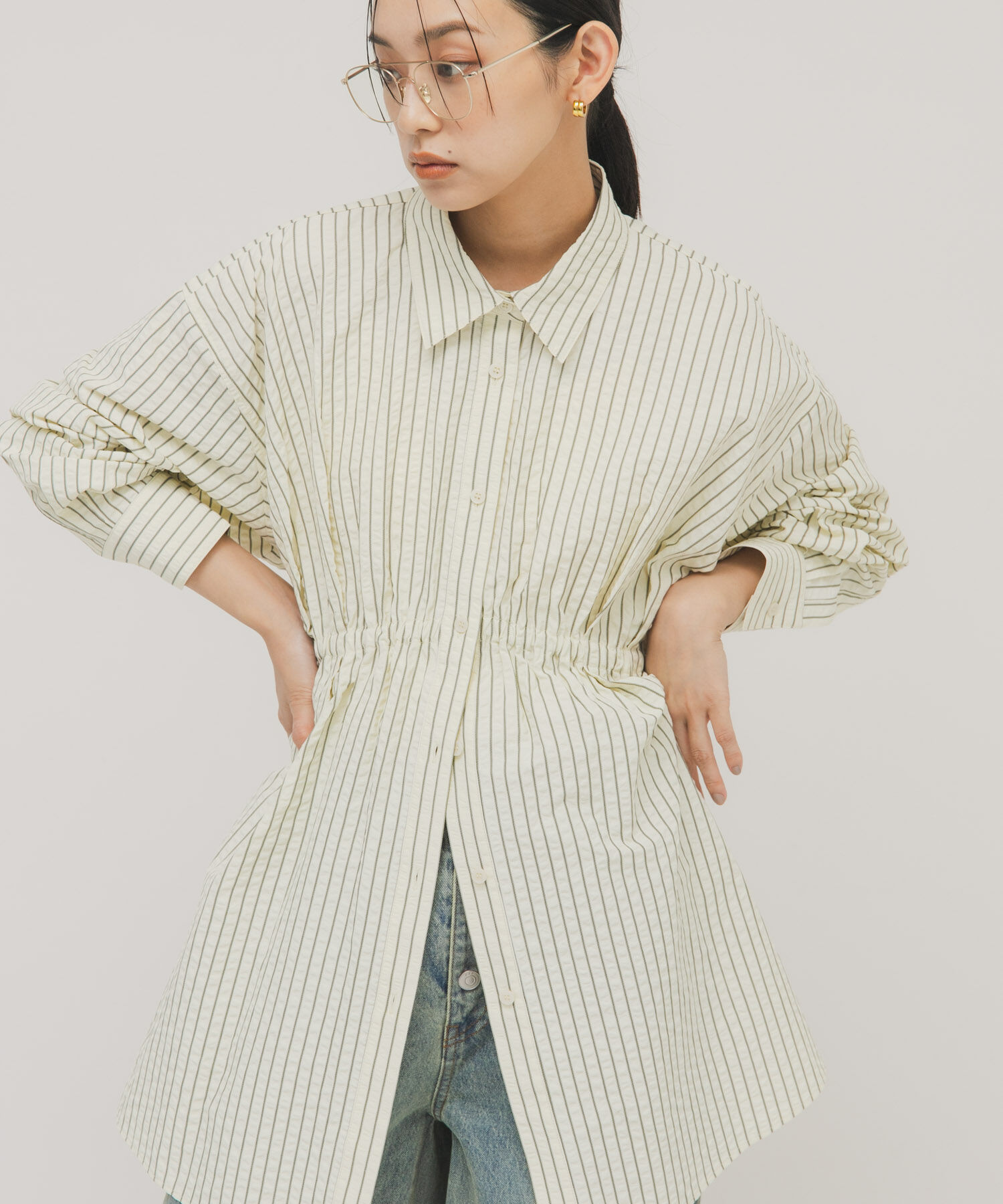  「アシメギャザータックミニワンピース」|ワンピース|