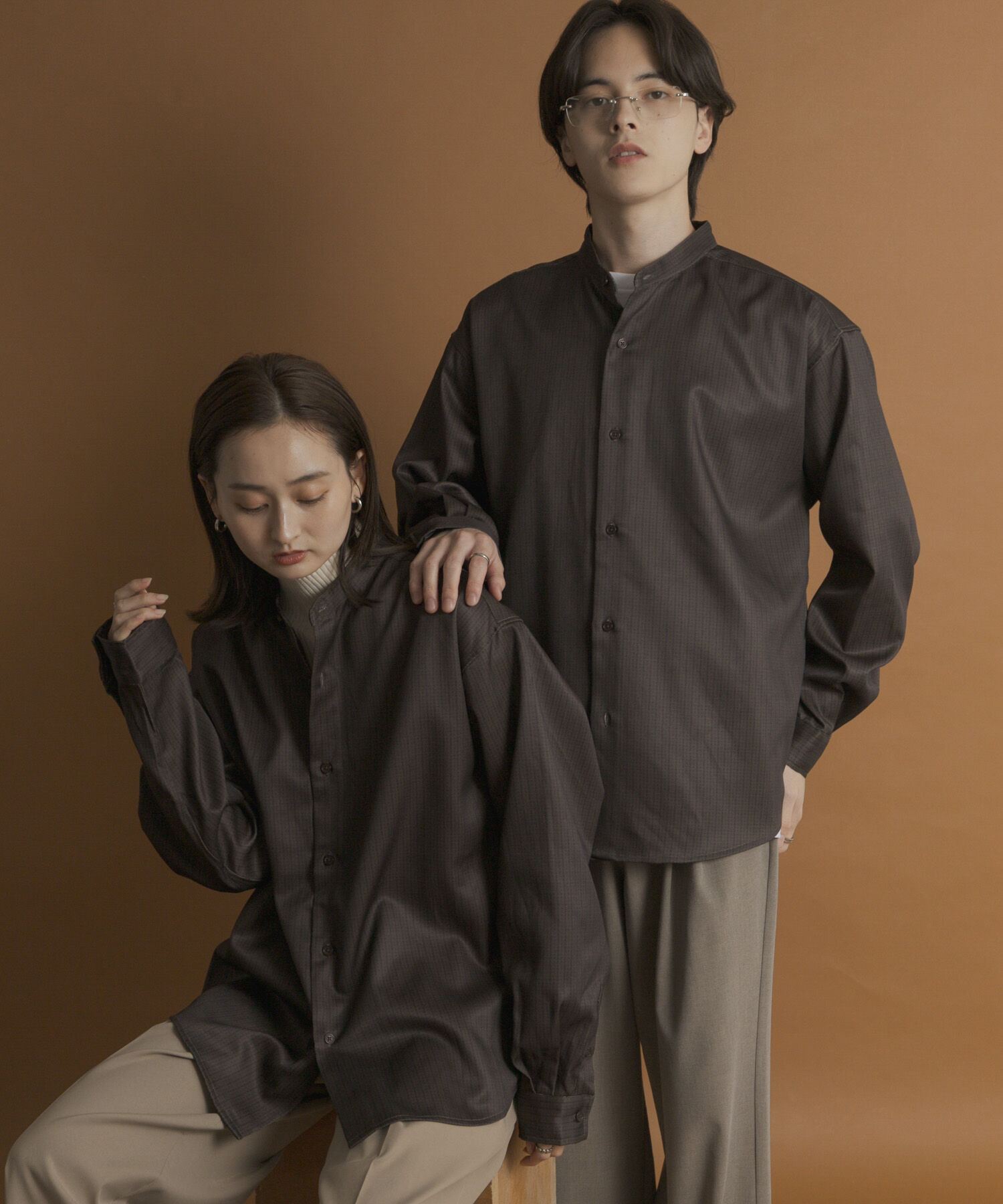 SENSE OF PLACE by URBAN RESEARCH「ウールライクバンドカラールーズシャツ」|シャツ・ブラウス|