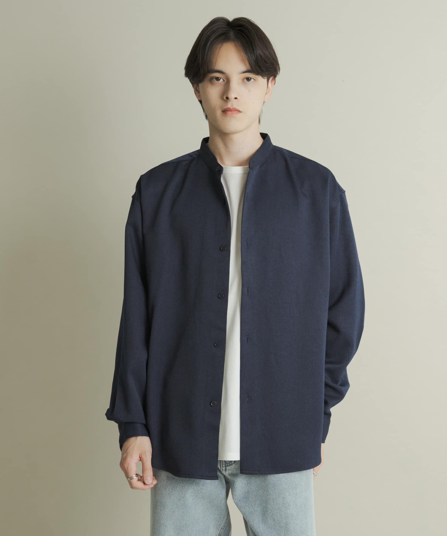 SENSE OF PLACE by URBAN RESEARCH「ウールライクバンドカラールーズシャツ」|シャツ・ブラウス|