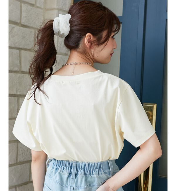  「パール付きクロップドロゴTシャツ」|Tシャツ・カットソー|