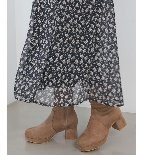  「フカフカヒールストレッチブーツ」|ショートブーツ|