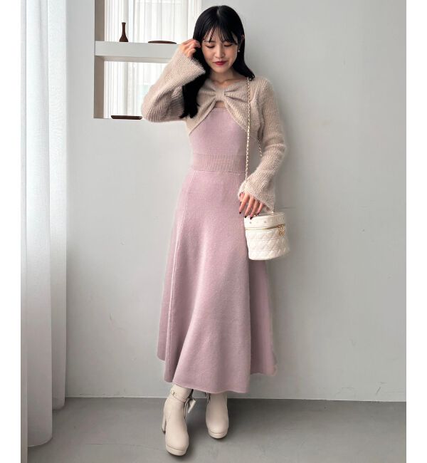  「リボンボレロドッキングニットワンピ」|ワンピース|