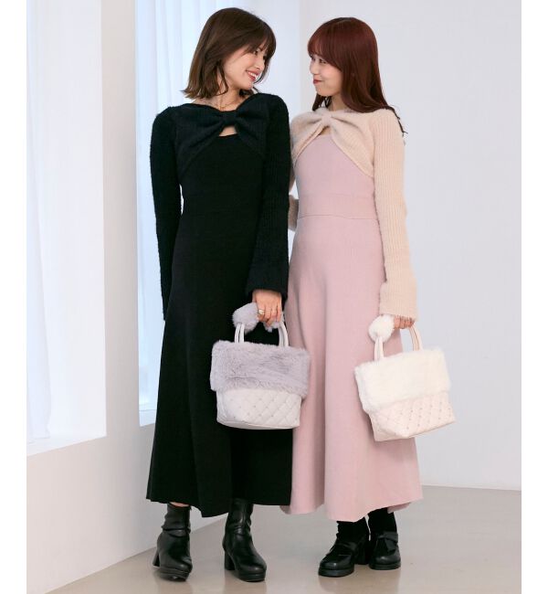  「リボンボレロドッキングニットワンピ」|ワンピース|