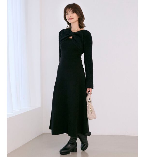  「リボンボレロドッキングニットワンピ」|ワンピース|