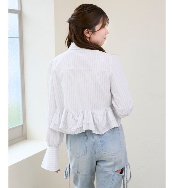  「リボンフリルペプラムブラウス」|シャツ・ブラウス|
