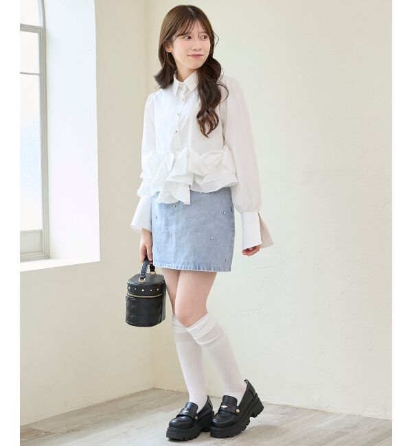  「リボンフリルペプラムブラウス」|シャツ・ブラウス|