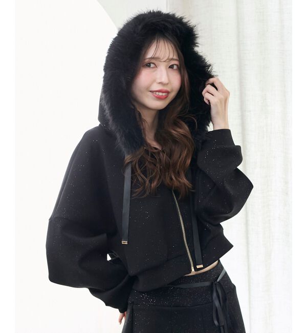  「2wayフェイクファーラメパーカー」|パーカー|