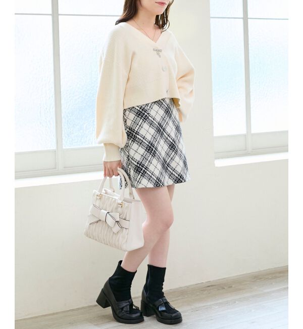  「キラキラモチーフビジューボタンカーデ」|カーディガン|