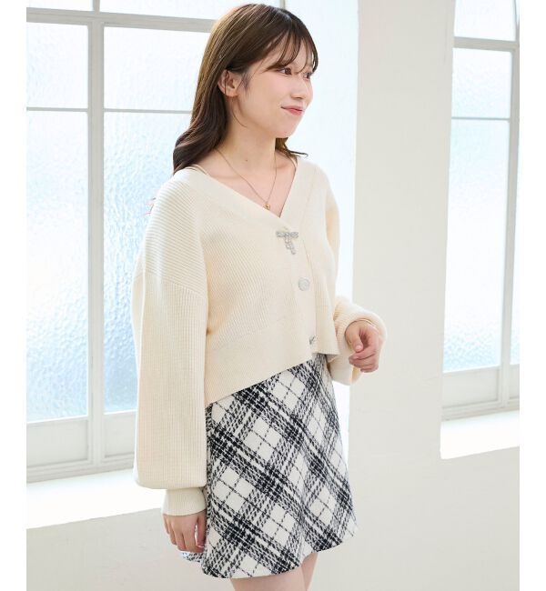  「キラキラモチーフビジューボタンカーデ」|カーディガン|