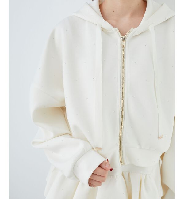  「ドロストリボンラインストーンパーカー」|パーカー|