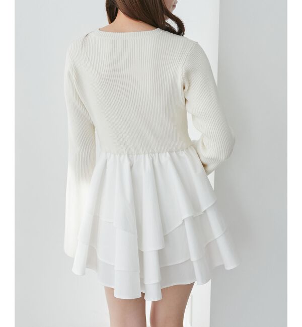  「ニットドッキングティアードミニワンピ」|ワンピース|