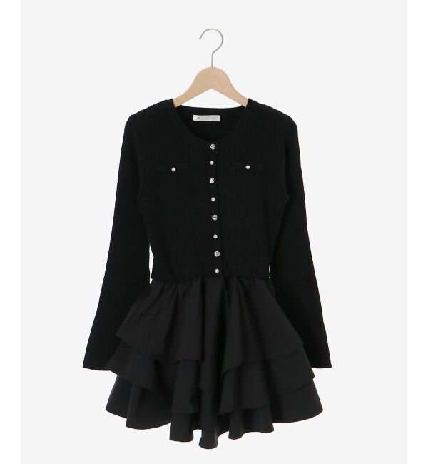  「ニットドッキングティアードミニワンピ」|ワンピース|